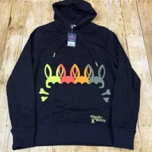 Psycho Bunny Hoodie Men Small Black Embroidered NEW NWT